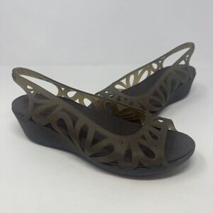 Crocs‎ Adriana III Mini Wedge Sandals Brown Slip On Comfort Women's Size 10